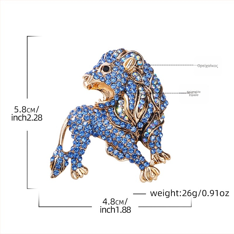 Καρφίτσα λέων από κράμα ψευδαργύρου, ηλεκτροπλατίωση, INS στυλ