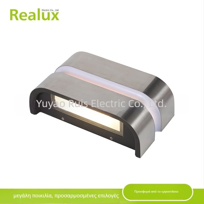 Φωτιστικό τοίχου εξωτερικού χώρου με περίβλημα από αλουμίνιο και γυαλί; προστασία IP65; τάση εισόδου 110–240V; 40×2835 LED δίοδοι; θερμοκρασία φωτός 3000/4000/6000K