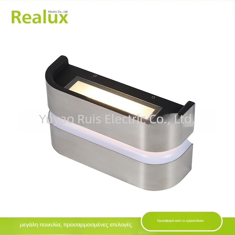 Φωτιστικό τοίχου εξωτερικού χώρου με περίβλημα από αλουμίνιο και γυαλί; προστασία IP65; τάση εισόδου 110–240V; 40×2835 LED δίοδοι; θερμοκρασία φωτός 3000/4000/6000K