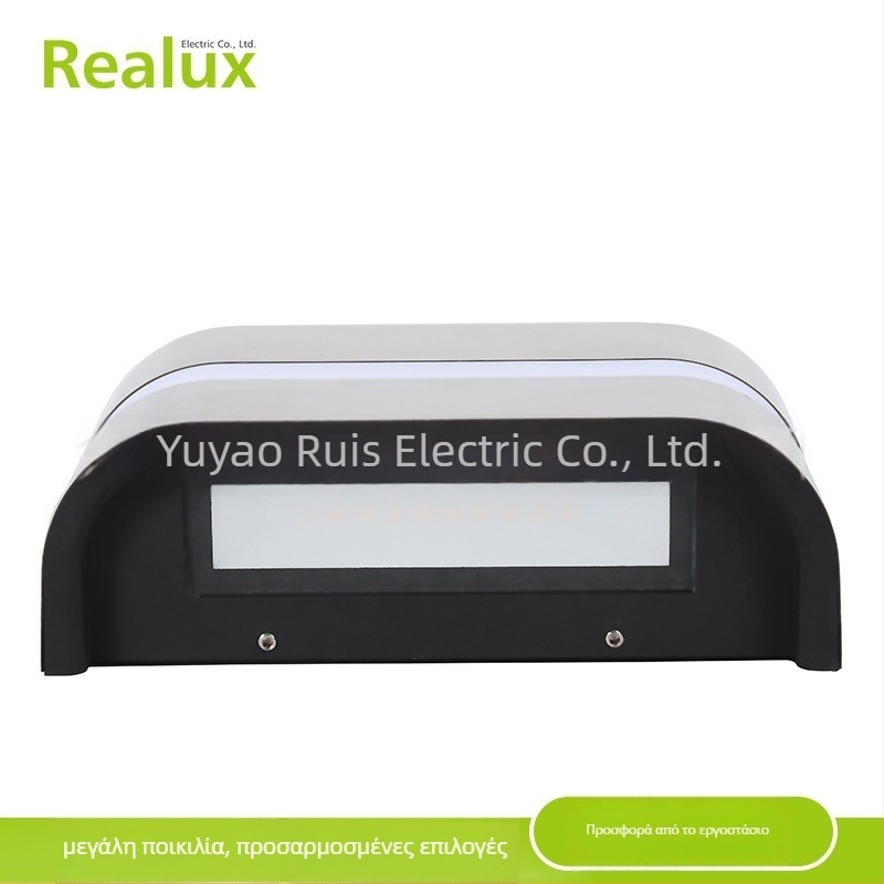 Φωτιστικό τοίχου εξωτερικού χώρου με περίβλημα από αλουμίνιο και γυαλί; προστασία IP65; τάση εισόδου 110–240V; 40×2835 LED δίοδοι; θερμοκρασία φωτός 3000/4000/6000K