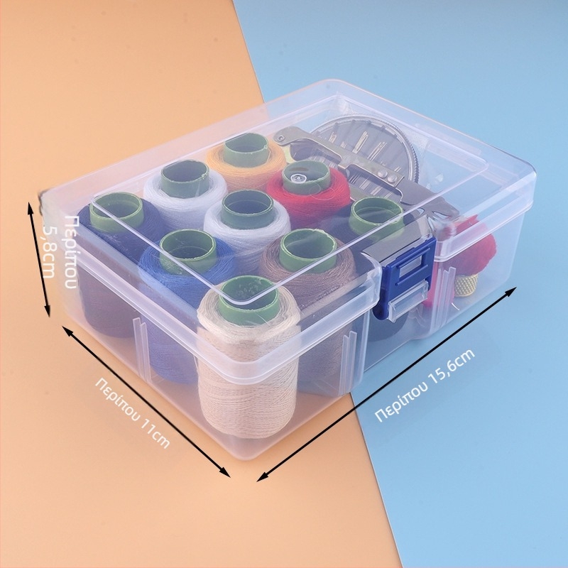 Σετ κλωστών ραψίματος σε διαφανή θήκη αποθήκευσης — πολυεστερικά νήματα