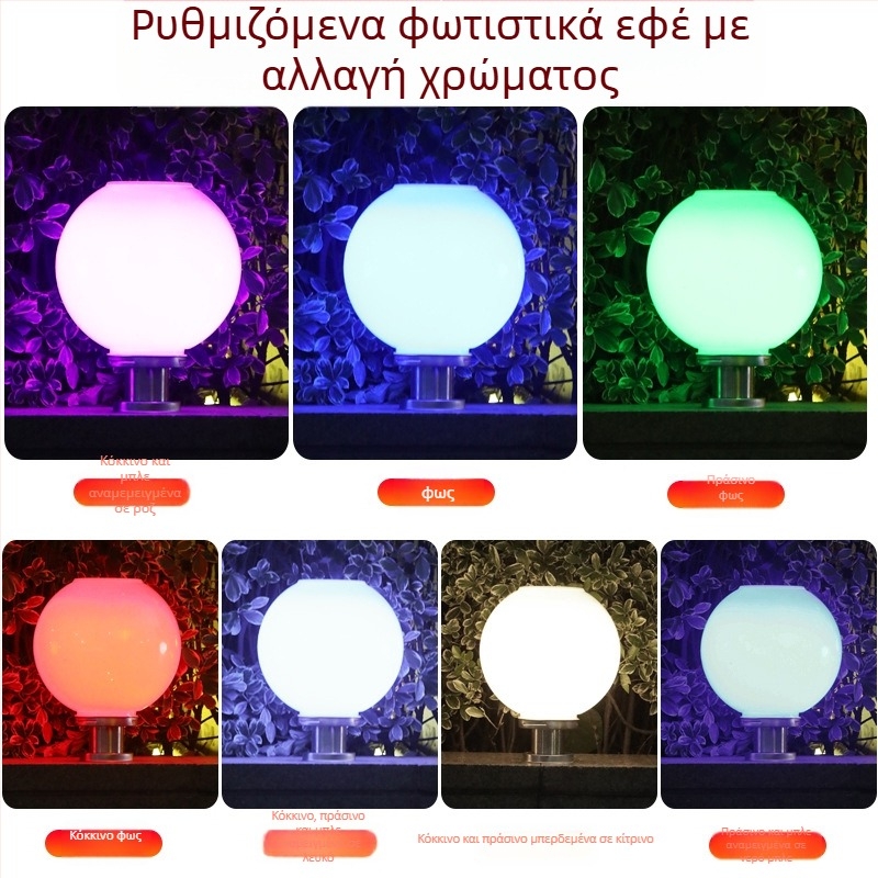 Κύκλιος ηλιακός λαμπτήρας κολώνας εξωτερικού χώρου – IP55 αδιάβροχο LED 1W, 3.7V, συνεχής φωτισμός 6–12 ώρες