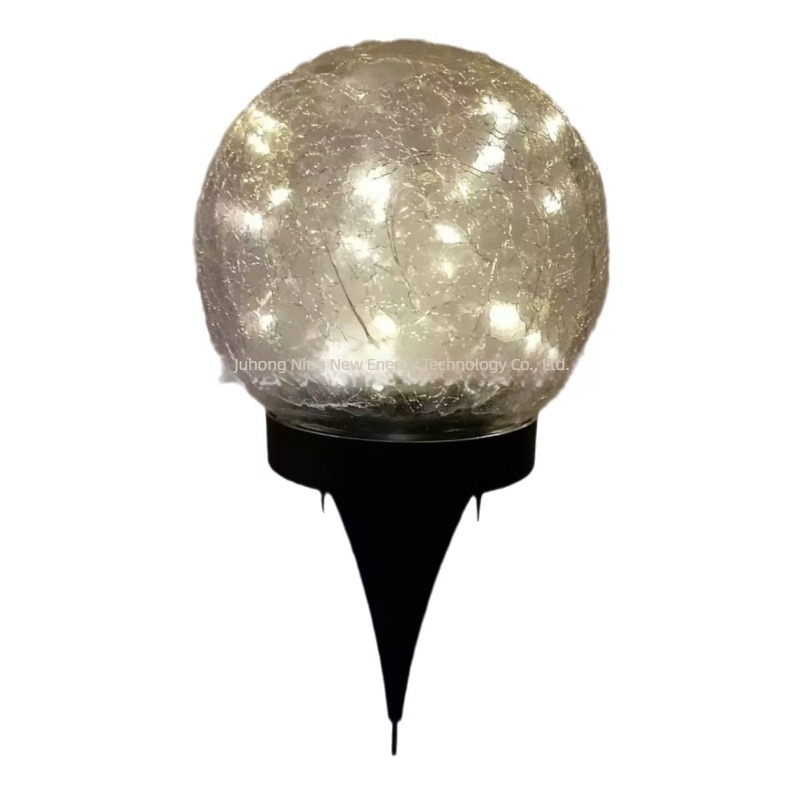Ηλιακός φωτισμός κήπου με ραγισμένη γυάλινη μπάλα, θαμμένος στον κήπο – Μοντέλο JF56, IP44, 6–12 ώρες λειτουργίας, 0.05 W, 1.2 V