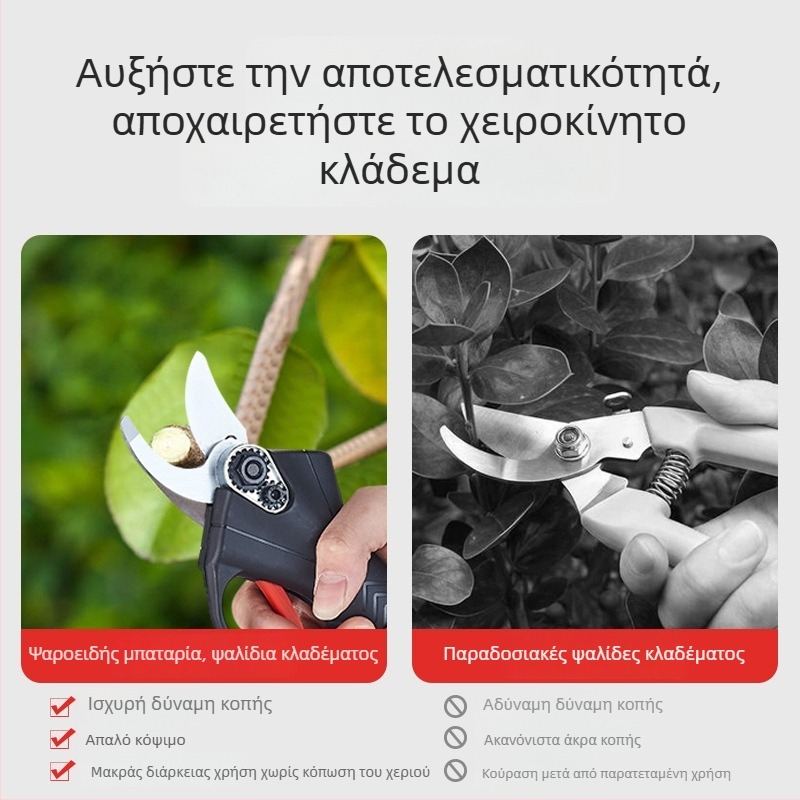Sara ηλεκτρικά ψαλίδια κλαδέματος, επαναφορτιζόμενη μπαταρία λιθίου, 21V, για κλαδιά φρούτων