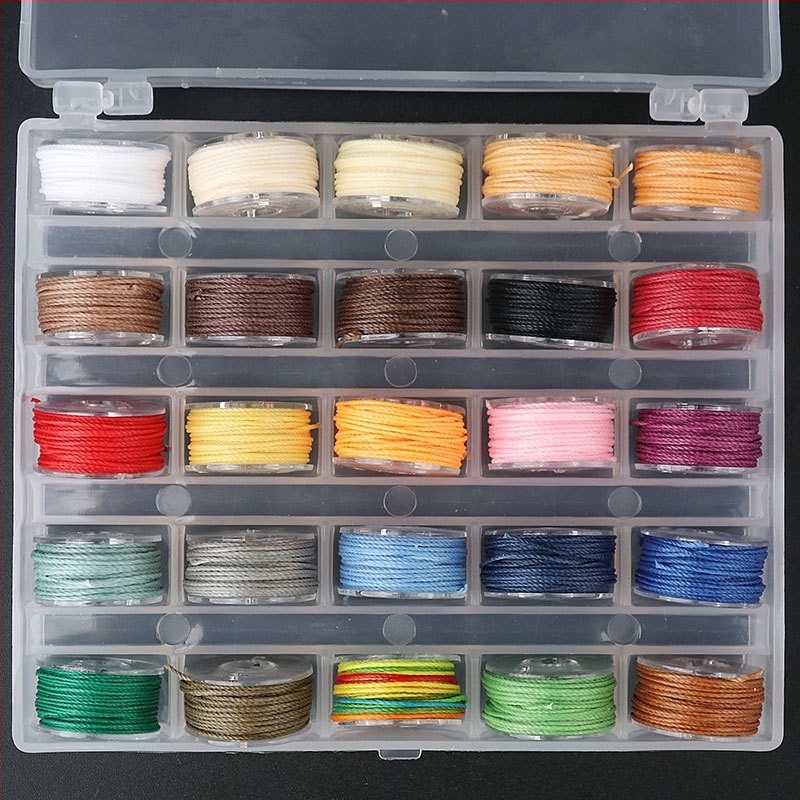 Νήμα ραφής για δέρμα – Κερωμένο κυκλικό πλεγμένο σκοινί, για χειροποίητο ράψιμο, σετ