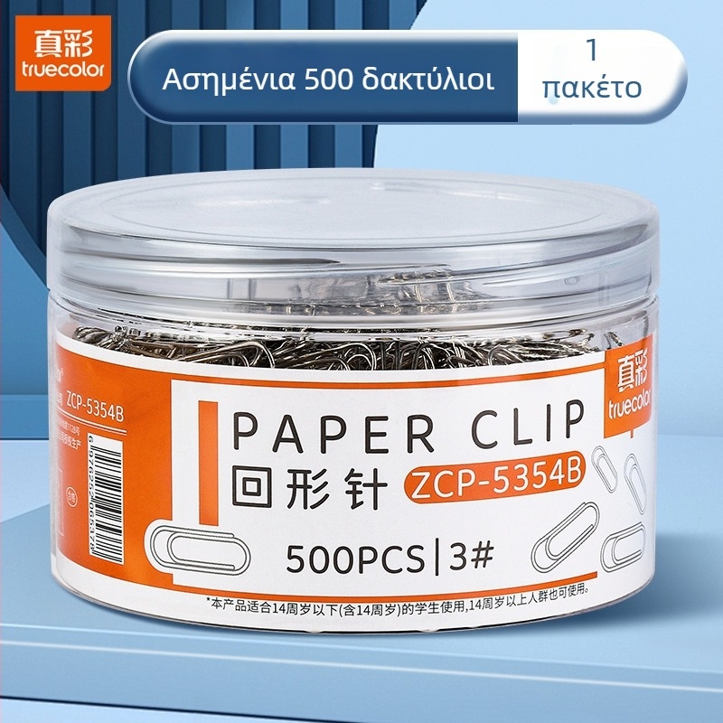 Μεταλλικό κλιπ χαρτιού Truecolor Pclip, μοντέλο Pclip, Υλικό: Μέταλλο, Συσκευασία: Κονσερβοκουτί, 500 τεμάχια
