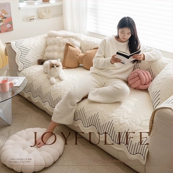 Γωνιακό μαξιλάρι καναπέ με ριγέ σχέδιο, σχήμα τύπου δαντέλας, από πλυμένο βαμβάκι, απλό στυλ