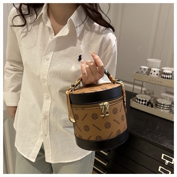 YSD PU bucket bag με φερμουάρ, καλλυντική τσάντα σε street fashion, αδιάβροχη, 0.4 kg, για οικιακή αποθήκευση