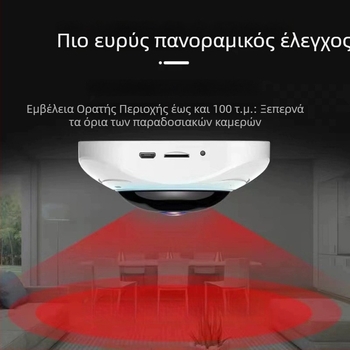 JWEI GW-0630w 360° πανοραμική κάμερα οροφής εσωτερικού χώρου, 1080P HD, νυχτερινή όραση, ανίχνευση συναγερμού και ειδοποιήσεις, Υποστήριξη κινητής εφαρμογής