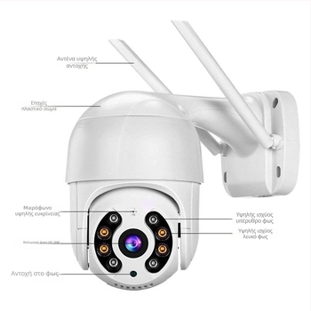 UNION 360° περιστρεφόμενη Wi‑Fi κάμερα για οικιακή παρακολούθηση, HD, εσωτερική/εξωτερική χρήση
