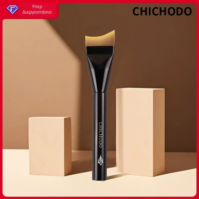 Πινέλο προσώπου με σχήμα φεγγαριού, επίπεδη κεφαλή για θεμέλιο και μάσκα — συνθετικές τρίχες, ακρυλική λαβή, συνολικό μήκος 15 cm, μήκος τρίχας 2,2 cm, 1 τεμάχιο