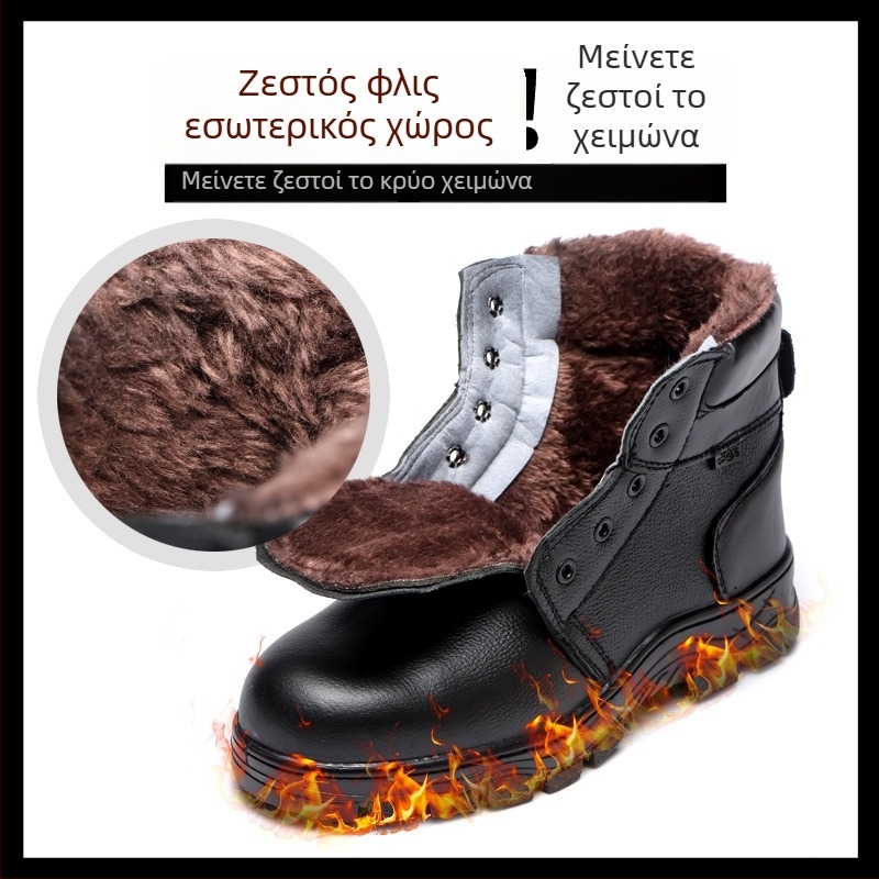 Χειμερινά Παπούτσια Ασφάλειας με Υψηλό Κορμό, Microfiber Δέρμα, Ατσάλινο Νύχι, Αντοχή στη Διάτρηση, Προστασία από Κρούσεις και Θραύσεις