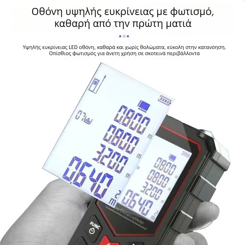 Υπέρυθρος φορητός μετρητής απόστασης με λέιζερ – εσωτερικής χρήσης, πολυλειτουργικός ηλεκτρονικός χάρακας μέτρησης δωματίων