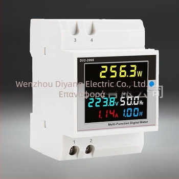 Μετρητής ψηφιακής οθόνης, πολυλειτουργικός για μονοφασική οικιακή εγκατάσταση — ράγα DIN, τάση, ρεύμα και ισχύ – D52-2066
