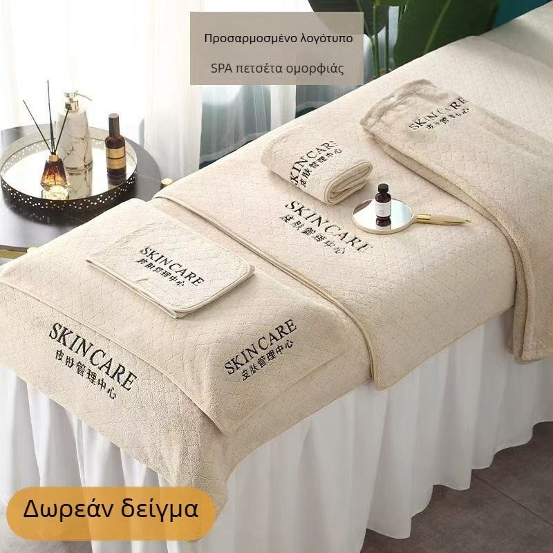 Σετ τριών πετσετών SPA ομορφιάς και κομμωτικής, παχύτερες και μεγαλύτερες πετσέτες κρεβατιού, κάλυμμα κεφαλής για περιποίηση δέρματος, απαλές με λογότυπο