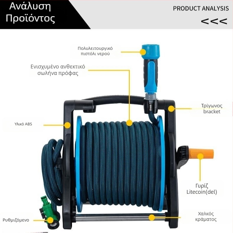 Πιστόλι νερού υψηλής πίεσης για πλύσιμο αυτοκινήτου και πότισμα κήπου — πολυλειτουργικό σετ με θήκη αποθήκευσης; κεφαλή ABS, λαβή PP, εμβέλεια ψεκασμού 50, κατάλληλο για οικιακή εξωτερική χρήση