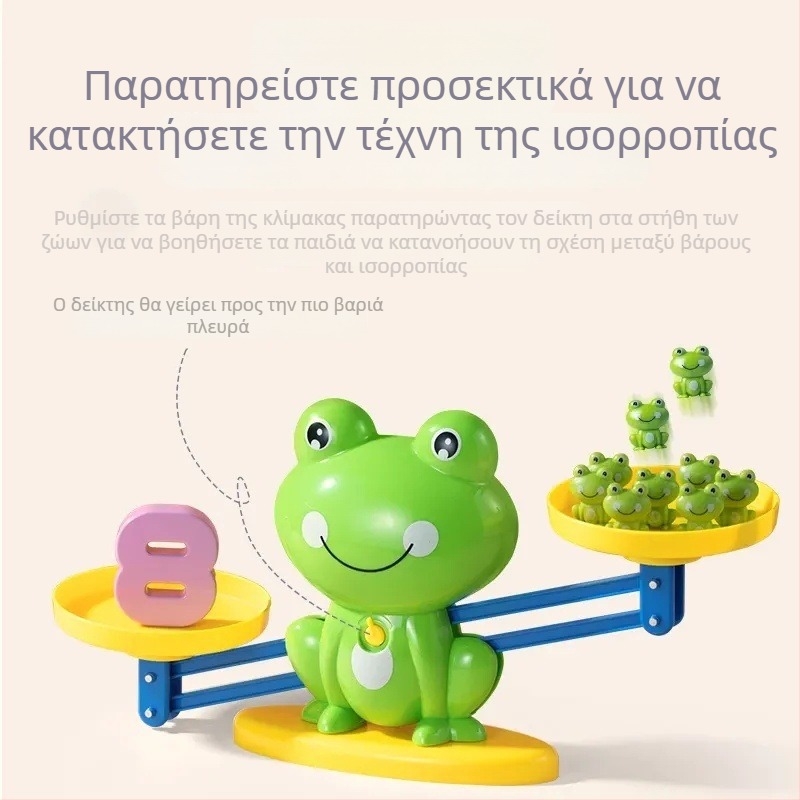 Εκπαιδευτικό παιχνίδι ισορροπίας βατραχάκι για πρώιμη εκπαίδευση: 20 βατραχάκια, 10 νούμερα, 8 κάρτες; κατασκευή από πλαστικό; φιλικό προς DIY; κατάλληλο για παιδιά 4-6 ετών; προάγει πνευματική ανάπτυξη και λογική σκέψη.