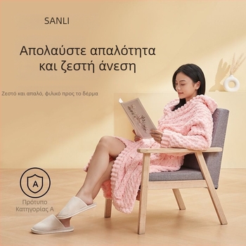 Unisex ρόμπα μπάνιου με κουκούλα από Coral Fleece, 840 g, ζεστή για φθινόπωρο-χειμώνα