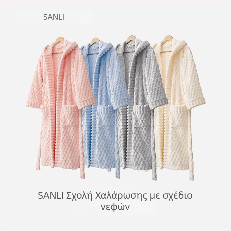 Unisex ρόμπα μπάνιου με κουκούλα από Coral Fleece, 840 g, ζεστή για φθινόπωρο-χειμώνα