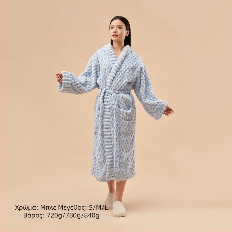 Unisex ρόμπα μπάνιου με κουκούλα από Coral Fleece, 840 g, ζεστή για φθινόπωρο-χειμώνα