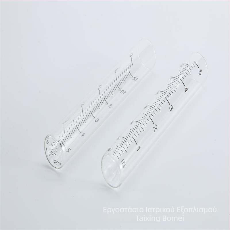 Γυάλινος μετρητής βροχής με επίπεδη άκρη και εκτυπώσιμη κλίμακα για εξωτερική μέτρηση βροχής