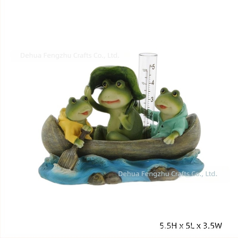 Μετρητής βροχής από ρητίνη με βάτραχο, για κήπο και αυλή, Yuerchang, συνθετική ρητίνη, εθνοτικό στυλ