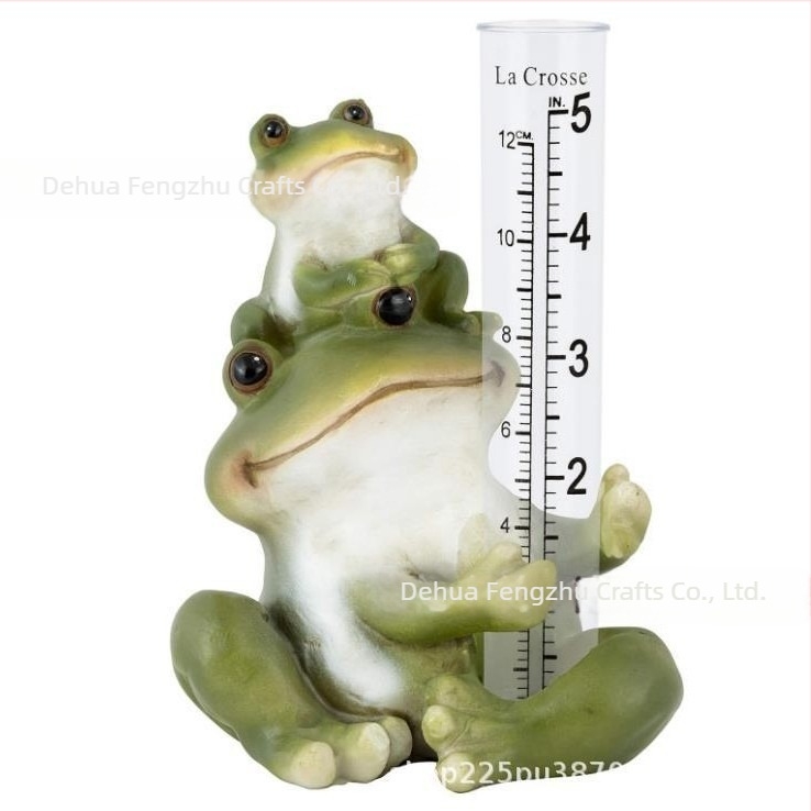 Μετρητής βροχής από ρητίνη με βάτραχο – διακοσμητικό κήπου σε εθνοτικό στυλ για αυλή και βεράντα