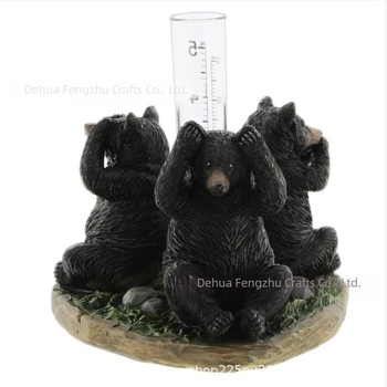 Μετρητής βροχής από ρητίνη σε σχήμα αρκούδας για αυλή και κήπο – διακοσμητικό εξωτερικού χώρου, εθνο-στυλ, μάρκα Yuerchang