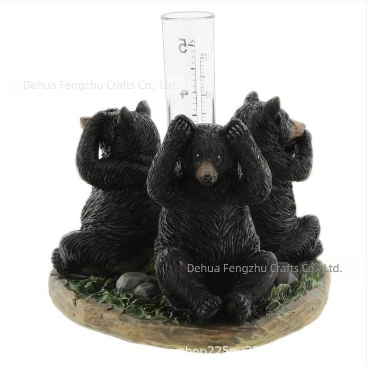 Μετρητής βροχής από ρητίνη σε σχήμα αρκούδας για αυλή και κήπο – διακοσμητικό εξωτερικού χώρου, εθνο-στυλ, μάρκα Yuerchang