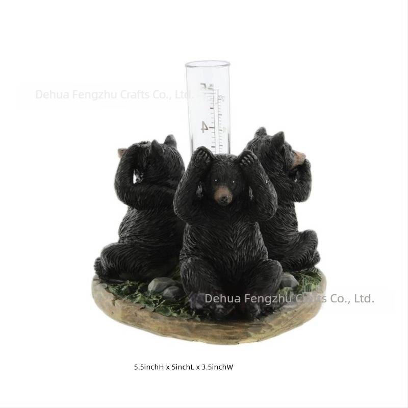 Μετρητής βροχής από ρητίνη σε σχήμα αρκούδας για αυλή και κήπο – διακοσμητικό εξωτερικού χώρου, εθνο-στυλ, μάρκα Yuerchang