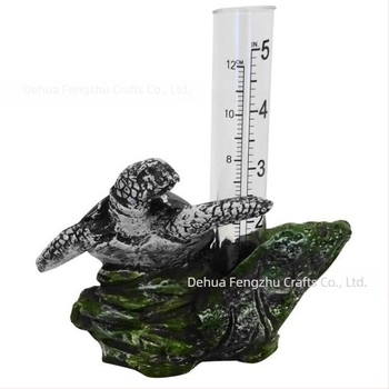 Μετρητής βροχής από ρητίνη σε σχήμα χελώνας για αυλή, βεράντα και κήπο — διακοσμητικό όργανο καιρού σε εθνοτικό στυλ