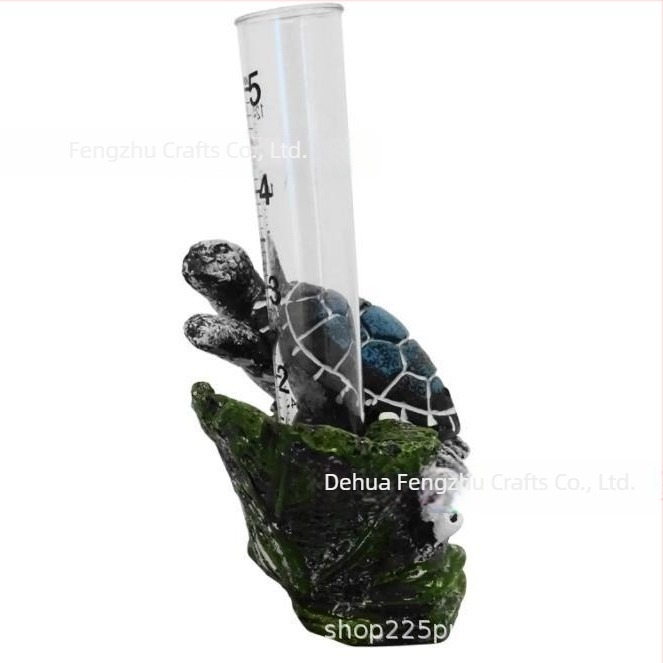 Μετρητής βροχής από ρητίνη σε σχήμα χελώνας για αυλή, βεράντα και κήπο — διακοσμητικό όργανο καιρού σε εθνοτικό στυλ