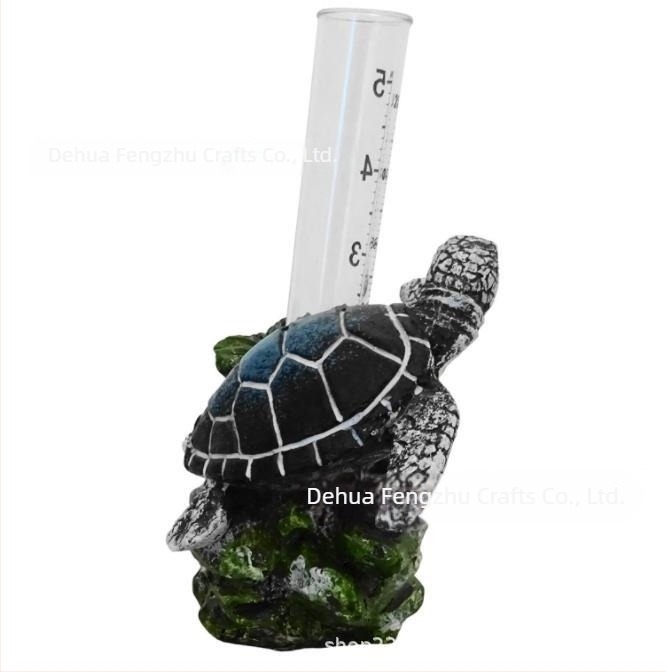 Μετρητής βροχής από ρητίνη σε σχήμα χελώνας για αυλή, βεράντα και κήπο — διακοσμητικό όργανο καιρού σε εθνοτικό στυλ