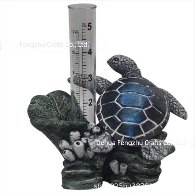 Μετρητής βροχής από ρητίνη σε σχήμα χελώνας για αυλή, βεράντα και κήπο — διακοσμητικό όργανο καιρού σε εθνοτικό στυλ