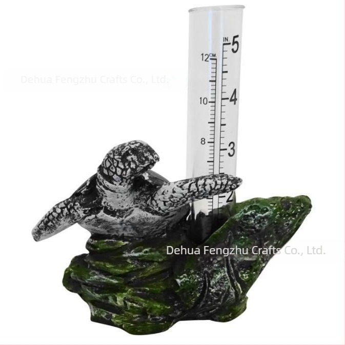 Μετρητής βροχής από ρητίνη σε σχήμα χελώνας για αυλή, βεράντα και κήπο — διακοσμητικό όργανο καιρού σε εθνοτικό στυλ