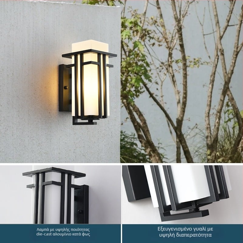 Φωτιστικό τοίχου εξωτερικού χώρου σε νέο κινεζικό στυλ· αδιάβροχο και ανθεκτικό στη διάβρωση (TD17003, 24 LED, 220V, 3000K, IP44)