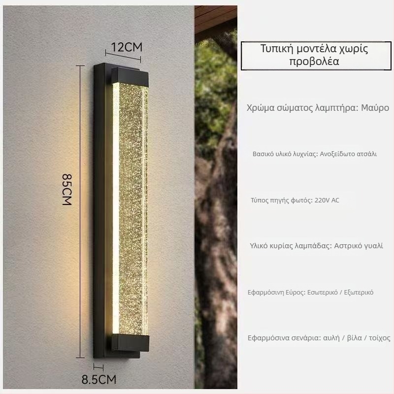 Εξωτερική αδιάβροχη τοίχικη λάμπα για βίλες και αυλή, ευρωπαϊκού στυλ κρύσταλλο φωτισμού, IP65, 111–240V, 20 LED, 3000K, ανοξείδωτο περίβλημα