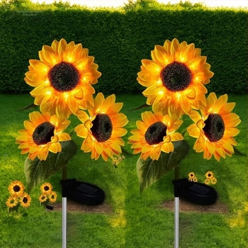 Ηλιακή εξωτερική λάμπα αυλής με σχέδιο ηλίανθού για τον κήπο | LED φωτισμός | Υλικά: Juan ύφασμα + ABS + ανοξείδωτο ατσάλι | IP65 ανθεκτικό στο νερό | CE πιστοποίηση ΕΕ