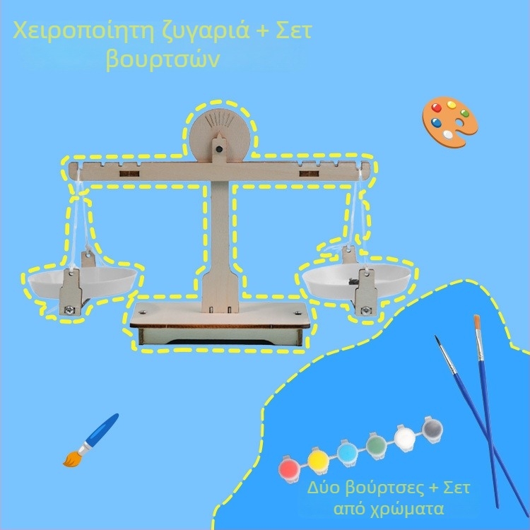 Ξύλινο DIY σετ ζυγός ισορροπίας STEM παιχνίδι για παιδιά 3–6 ετών, επιστημονικό πείραμα