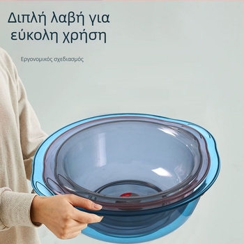 Balance Chaohui Διαφανής κάδος με διπλά χέρια — πλαστικός κάδος για πλύσιμο ρούχων, λαχανικών και φρούτων, πλύσιμο ποδιών και προσώπου (400 g)