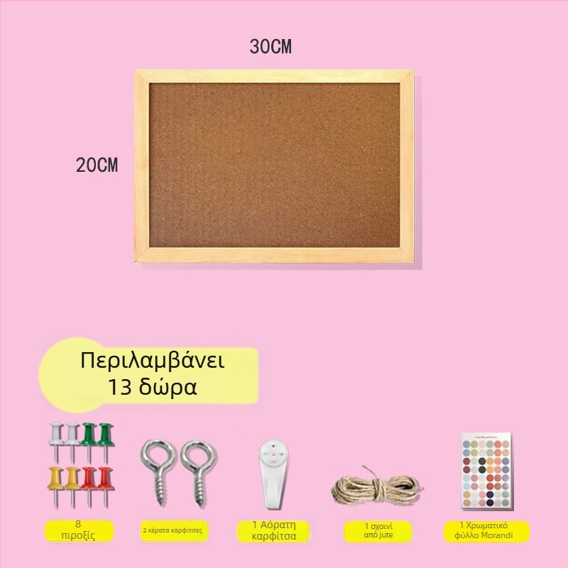 Μονοπλευρός πίνακας φελλού με ξύλινο πλαίσιο για φωτογραφίες и σημειώσεις γραφείου — στυλ καρτούν