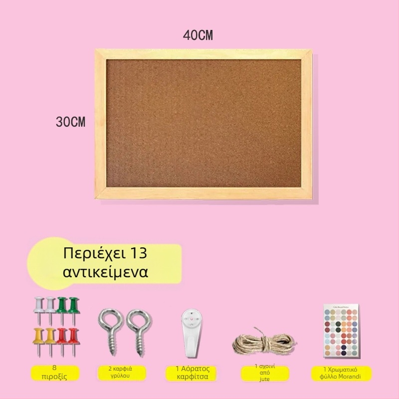 Μονοπλευρός πίνακας φελλού με ξύλινο πλαίσιο για φωτογραφίες и σημειώσεις γραφείου — στυλ καρτούν