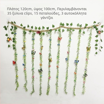 Διακόσμηση τοίχου για φωτογραφίες με αυτοκόλλητα κλιπ από σχοινί κάνναβης, στυλ δέντρο/φυτό, απλός σχεδιασμός, χωρίς οπές