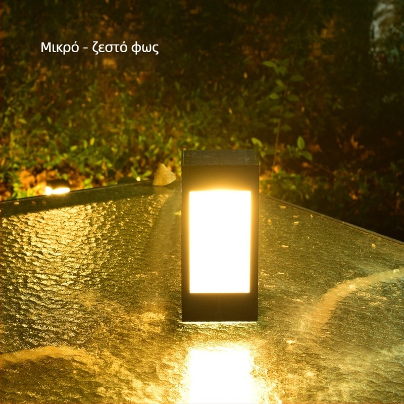 Ηλιακή LED τετράγωνη κεφαλή στηλών, εξωτερική αδιάβροχη IP65, 5W, 2.4V, διακόπτης επαγωγής