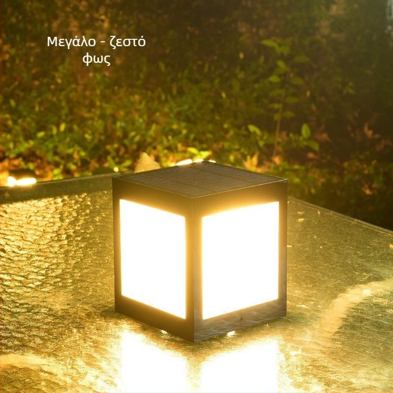 Ηλιακή LED τετράγωνη κεφαλή στηλών, εξωτερική αδιάβροχη IP65, 5W, 2.4V, διακόπτης επαγωγής