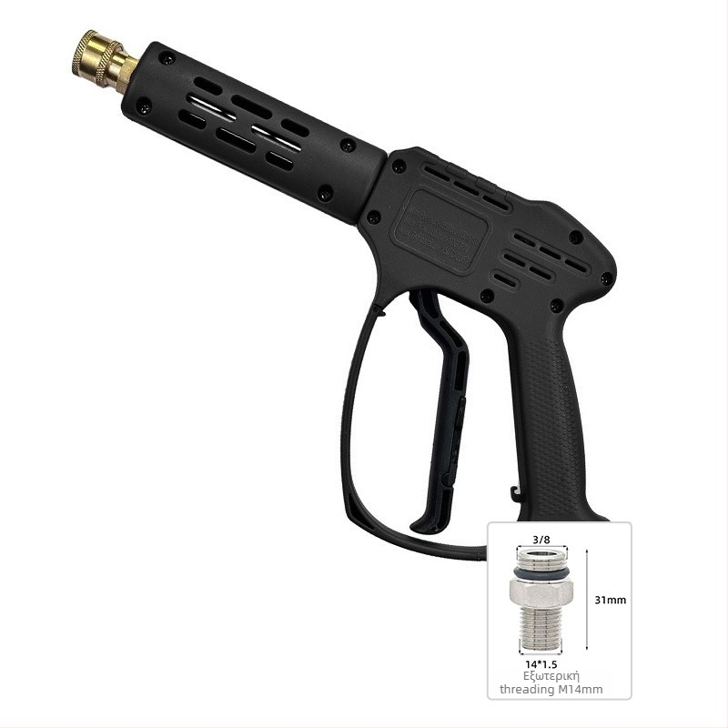 Κεφαλή πιστόλι υψηλής πίεσης για πλύσιμο αυτοκινήτων – σώμα από πλαστικό; σύνδεση από χαλκό; ακροφύσιο από κράμα; λαβή τύπου δαχτύλου; τύπος ψεκασμού: φυσητή/ροή νερού