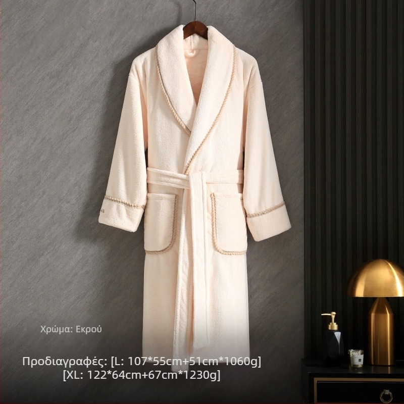 Μπουρνούζι ζευγαριού από φλίς κοραλλιών, Unisex, Χειμερινό μακρύ μπουρνούζι, 100% Πολυεστέρας