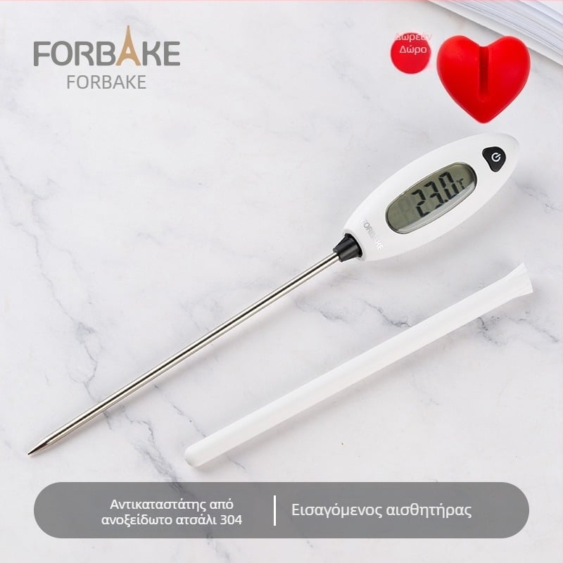 Forbake Θερμόμετρο Τροφίμων — Ανοξείδωτο 304, μετρά θερμοκρασίες νερού, γάλακτος και λαδιού για κουζίνα και ψήσιμο