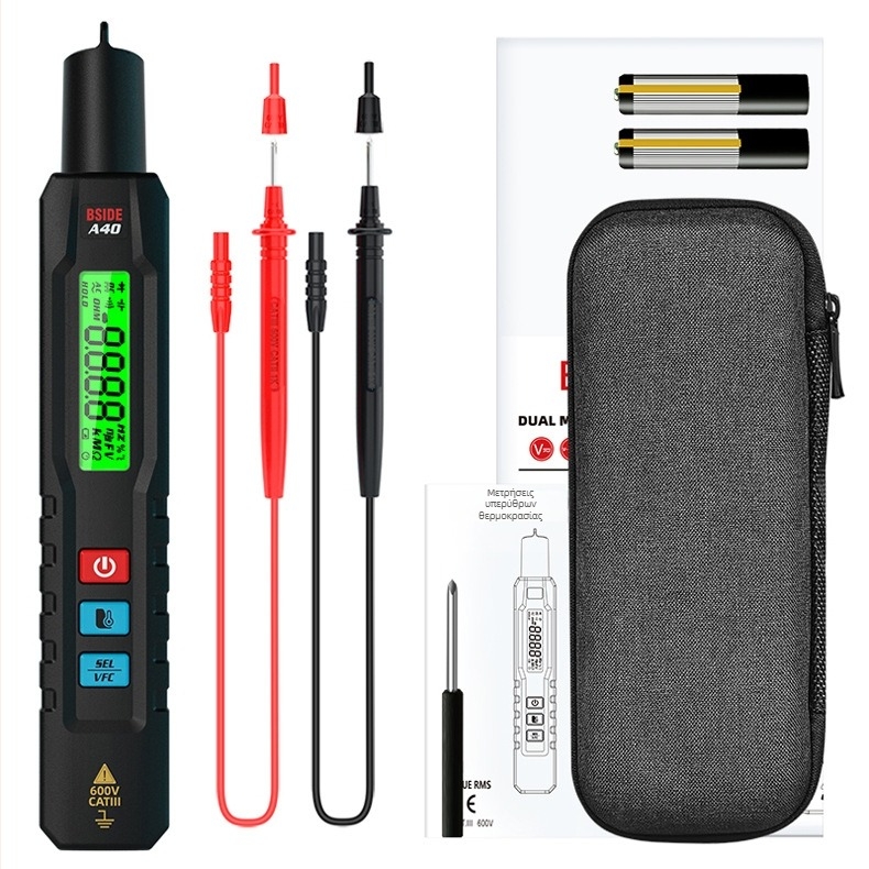 BSIDE A40 ψηφιακό πολύμετρο, φορητό, αυτόματος εύρος μέτρησης, AC/DC έως 600 V, οθόνη 4000 ψηφίων