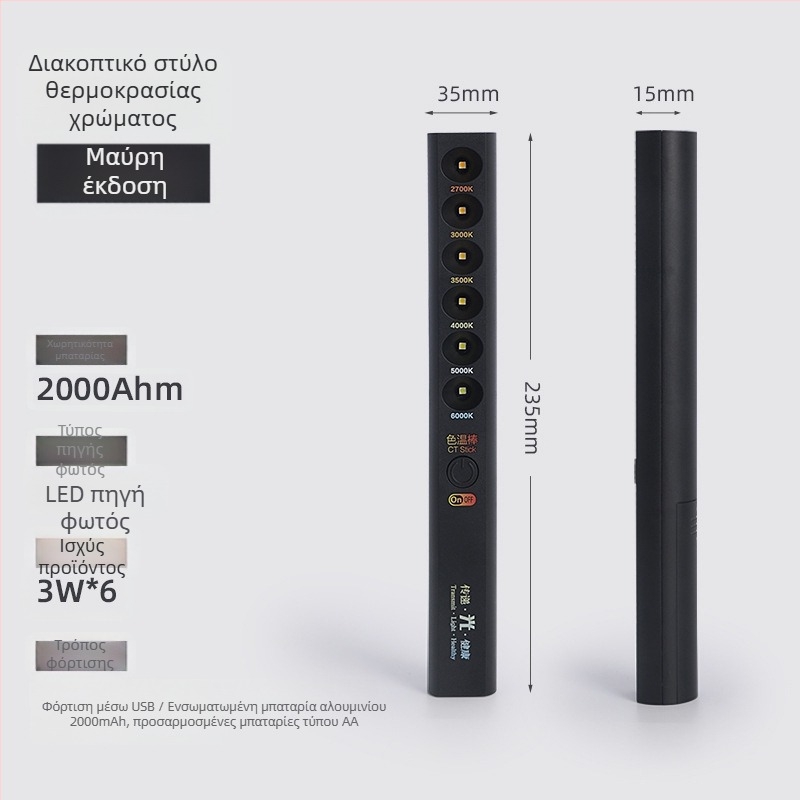 Φορητός μετρητής θερμοκρασίας χρώματος με LED φως, CRI ≥95, τάση ≤36V, διακόπτης με κουμπί, πλαστικό περίβλημα